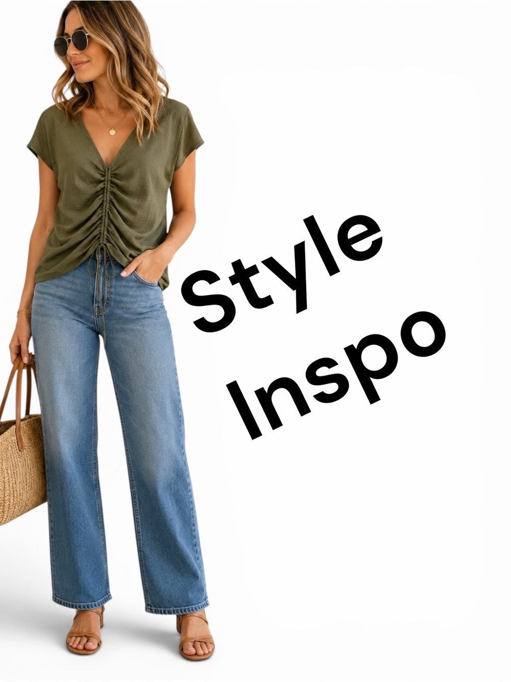 Max Studio London XL Olive Ruched Drawstring Textured Cap Sleeve Blouse - Picture 10 of 10